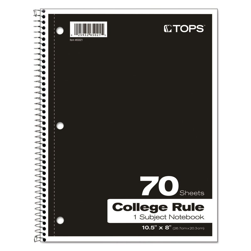 TOPS Oxford Spiral Notebook, 1-Subject, College Ruled Paper, 70 Sheets, Color May Vary, 1/Notebook (65021) (Pack of 1) - Image 2